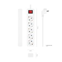 Miniatura 4 de AISENS Base Multiple 5 Tomas con Interruptor con Cable 3×1.5mm2, Blanco, 1.4 m