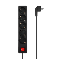 Miniatura 1 de AISENS Base Multiple 5 Tomas con Interruptor con Cable 3×1.5mm2, Negro, 1.4 m
