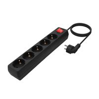 Miniatura 3 de AISENS Base Multiple 5 Tomas con Interruptor con Cable 3×1.5mm2, Negro, 1.4 m