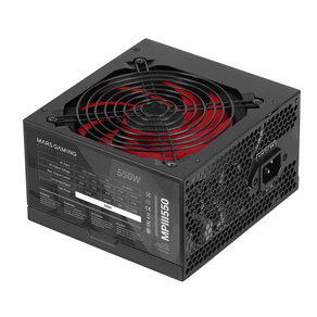 Fuente Alimentación 550W MARS GAMING  MPIII550 Fuente Alimentación PC 550W ATX 85% Eficiencia 5 Años Garantía 12 cm NoNon-Modular