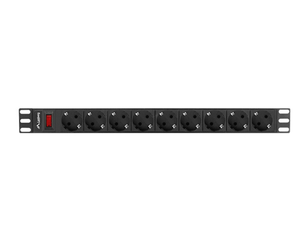 regleta lanberg 1u 16a 9x schuko rack 19  3m negro