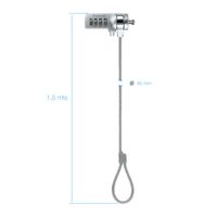 Miniatura 4 de CABLE DE SEGURIDAD TOOQ UNIVERSAL C/COMBINACION 1,5 M PLATA