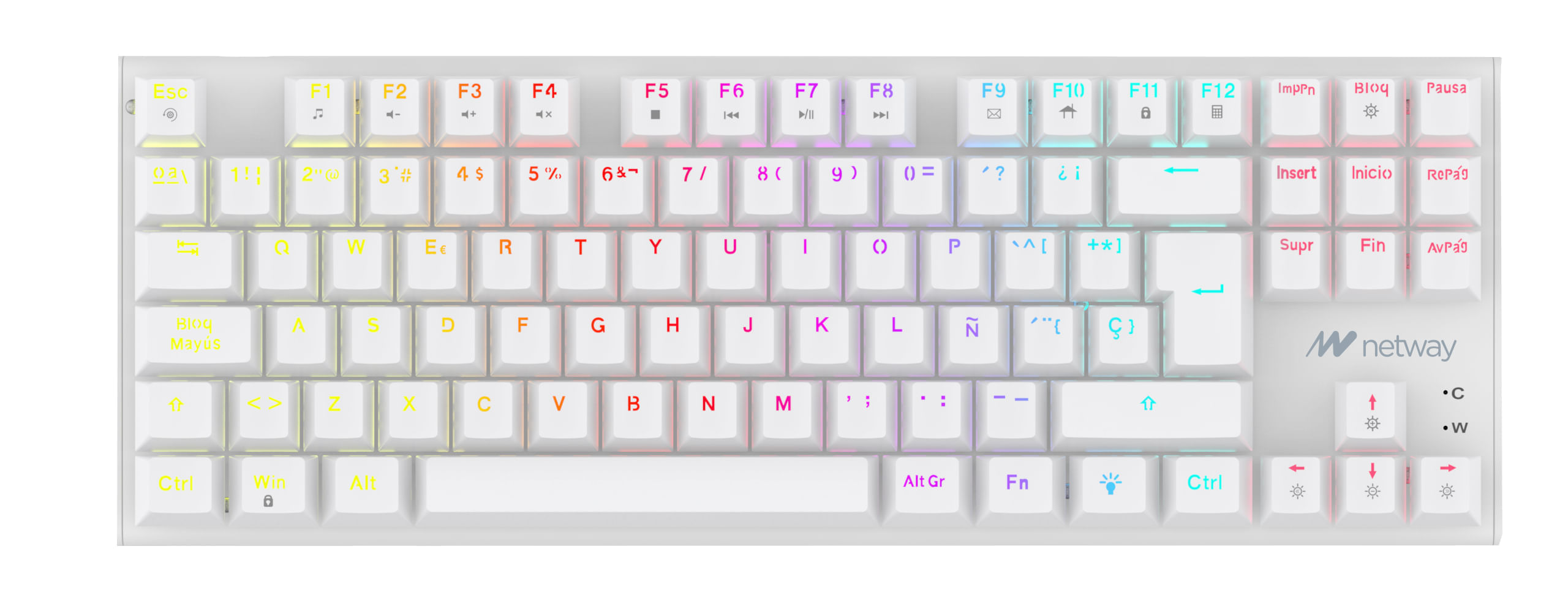 TECLADO MECANICO NETWAY GAMING XK740TKL BLANCO