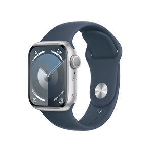 Apple-Watch-Series-9-GPS-41mm-Silver-Aluminium-Case-with-Storm-Blue-Sport-Band---S-M