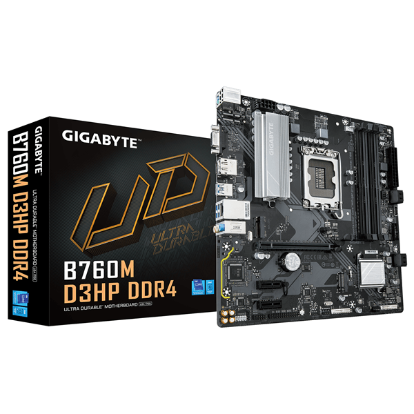 gigabyte intel  b760m d3hp ddr4 - compatible con cpus intel core de 14ª generación, vrm digital 4+1+1 fases, hasta 5333mhz ddr4 (oc), 2xpcie 4.0 m.2,