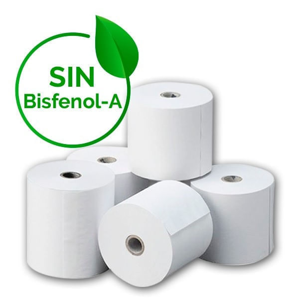 pack de 10 rollos de palpel termico de 57x55mm libre de bisfenol a