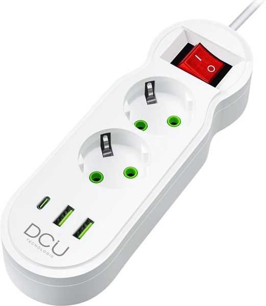 REGLETA DCU 2 TOMAS + 3 PUERTOS USB 10.5W