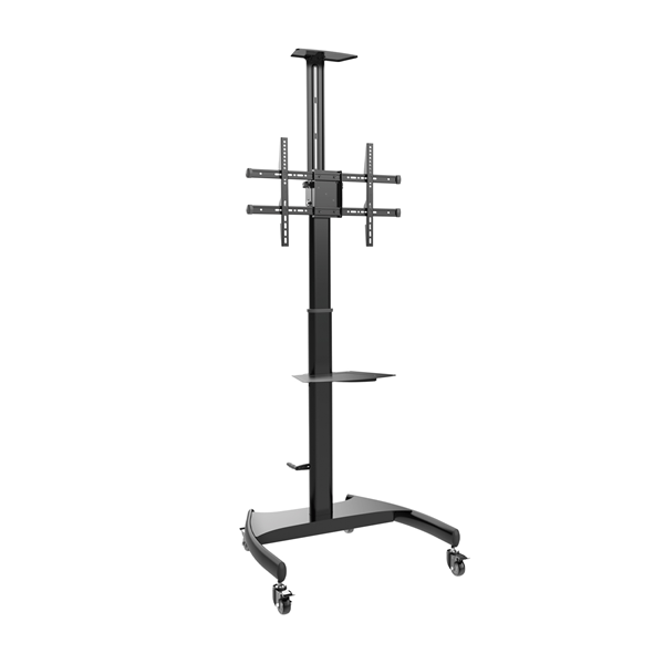 AISENS Soporte de Suelo ECO con Ruedas y Manivela Bandeja para DVD y Soporte de C mara para Monitor TV 50Kg de 37 70 Negro