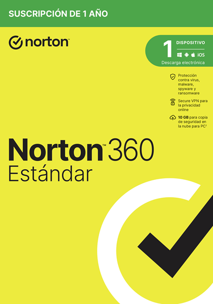 NORTON 360 STANDARD 10GB ES 1 USER 1 DEVICE 12MO BOX