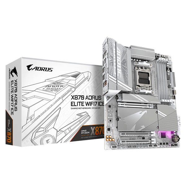 placa amd  gigabyte placa base x870 a elite wf7 ice - compatible con cpus amd ryzen 9000, vrm digital de 16+2+2 fases, hasta 8000mhz ddr5 (oc), 4