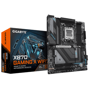 Placa AMD  GIGABYTE Placa Base X870 GAMING X WIFI7 - Compatible con CPUs AMD Ryzen 9000, 16+2+2 fases VRM, hasta 8000MHz DDR5 (OC), 1xPCIe 5.0 + 3xM.2, Wi-Fi 7, LAN 2.5GbE, USB 3.2 Gen 2x2 Socket AM5