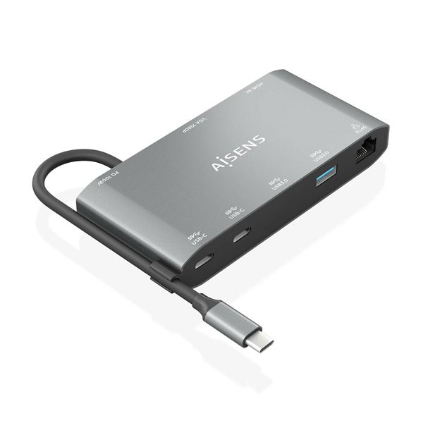 usb-c dock aisens 8 en 1 hdmi vga rj45 2xusb-a 2xusb-c 5g usb-c pd