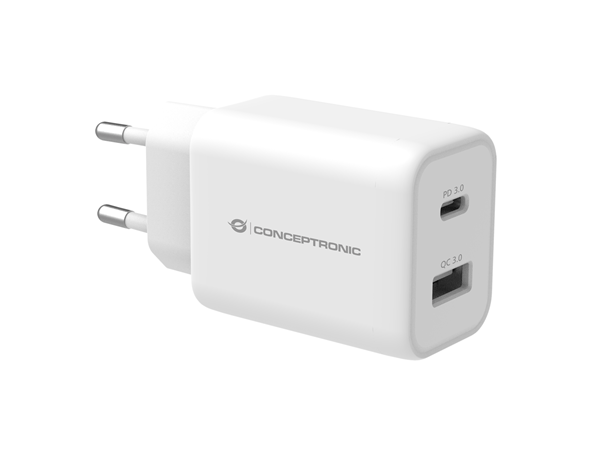 CARGADOR DE PARED QUICK CHARGE 3.0 PD 1PUERTO USB-C 1 PUERTO USB-A CONCEPTRONIC ALTHEA 33W