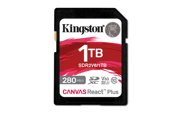 kingston 1tb canvas react plus sdxc uhs-ii 280r 150w u3 v60 for full hd 4k