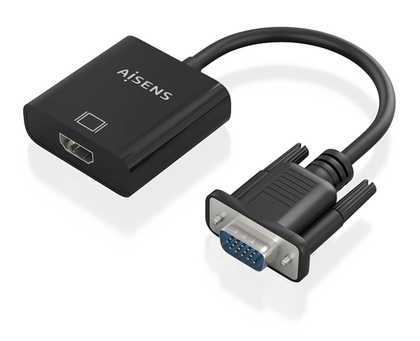 AISENS Cable conversor SVGA Audio a HDMI SVGA M Jack 3 5 H USB MicroB H HDMI A H Negro 20cm