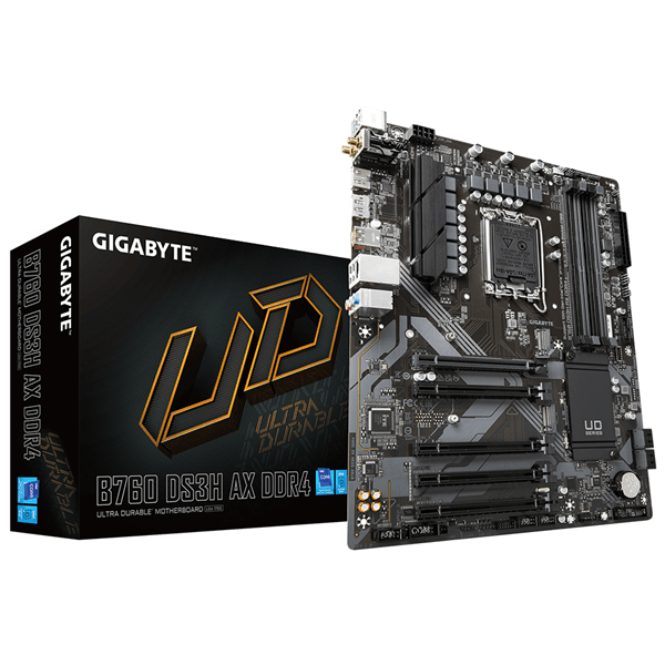 gigabyte intel  b760 ds3h ax ddr4 placa base - compatible con procesadores intel core de 14ª generación, vrm digital de 8+2+1 fases, hasta 5333mhz ddr