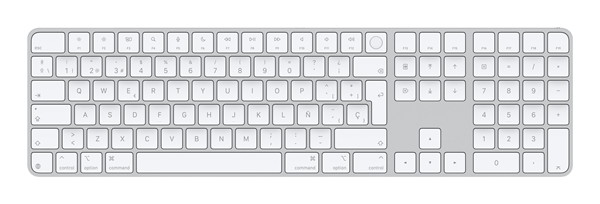 magic keyboard with touch id and numeric keypad for mac models with apple silicon - spanish - white keys