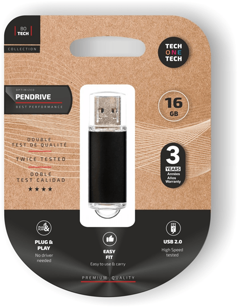 TECH ONE TECH Basic Pendrive 16Gb USB 2.0 Negro