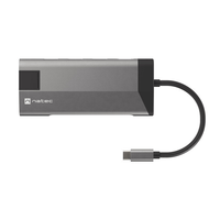 Miniatura 1 de ADAPTADOR NATEC FOWLER PLUS USB-C->3XUSB 3.0,HDMI 4K,USB-C PD,RJ45,SD,MSD