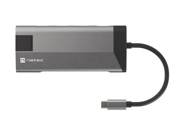 adaptador natec fowler plus usb-c->3xusb 3.0,hdmi 4k,usb-c pd,rj45,sd,msd