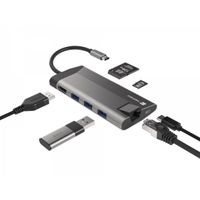 Miniatura 3 de ADAPTADOR NATEC FOWLER PLUS USB-C->3XUSB 3.0,HDMI 4K,USB-C PD,RJ45,SD,MSD