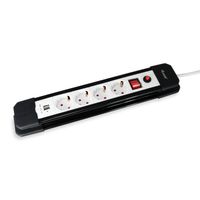 Miniatura 2 de REGLETA ALIMENTACION EQUIP CON 4 TOMAS CABLE DE RED DE 1.5 METROS + 2 PUERTOS USB PROTECCION SOBRECA