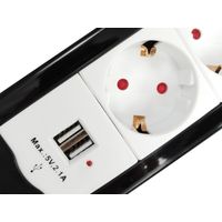 Miniatura 5 de REGLETA ALIMENTACION EQUIP CON 4 TOMAS CABLE DE RED DE 1.5 METROS + 2 PUERTOS USB PROTECCION SOBRECA