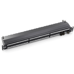 PATCH PANEL 24 PUERTOS CATEGORIA 6A APANTALLADO PREMIUM COLOR GRIS CLARO