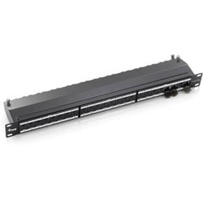 PATCH PANEL 24 PUERTOS CATEGORIA 6A APANTALLADO PREMIUM COLOR GRIS CLARO