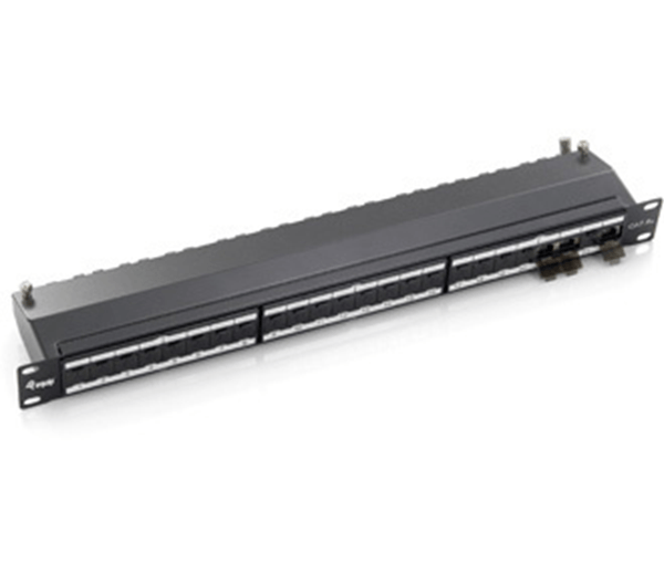 PATCH PANEL 24 PUERTOS CATEGORIA 6A APANTALLADO PREMIUM COLOR GRIS CLARO