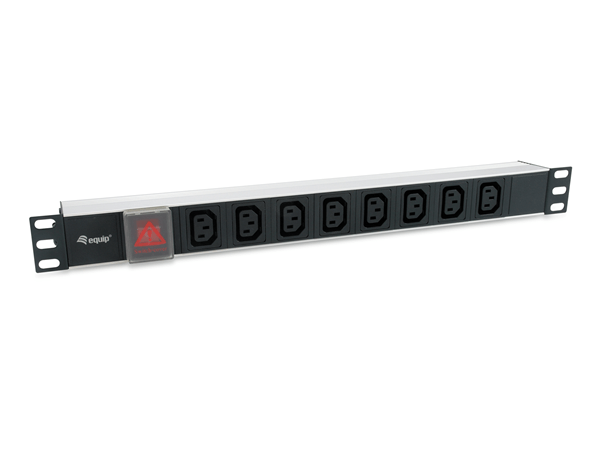 REGLETA ALIMENTACION ALUMINIO RACK 19" 1U 8 TOMAS TIPO C13 IEC320 CON INTERRUPTOR CABLE 1.8m