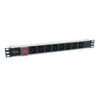 Miniatura 2 de REGLETA ALIMENTACION ALUMINIO RACK 19" 1U 8 TOMAS TIPO C13 IEC320 CON INTERRUPTOR CABLE 1.8m