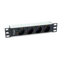 Miniatura 2 de REGLETA ALIMENTACION ALUMINIO RACK 10" 1U 4 TOMAS TIPO SHUCKO EURO CABLE 1.5m
