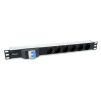 Miniatura 2 de REGLETA ALIMENTACION ALUMINIO RACK 19" 1U 6 TOMAS TIPO SHUCKO EURO CON MAGNETOTERMICO CABLE 1.8m