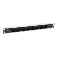 Miniatura 1 de REGLETA ALIMENTACION ALUMINIO RACK 19" 1U 8 TOMAS TIPO SHUCKO EURO CABLE 1.8m