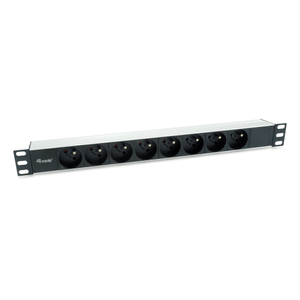 REGLETA-ALIMENTACION-ALUMINIO-RACK-19--1U-8-TOMAS-TIPO-SHUCKO-EURO-CABLE-1.8m