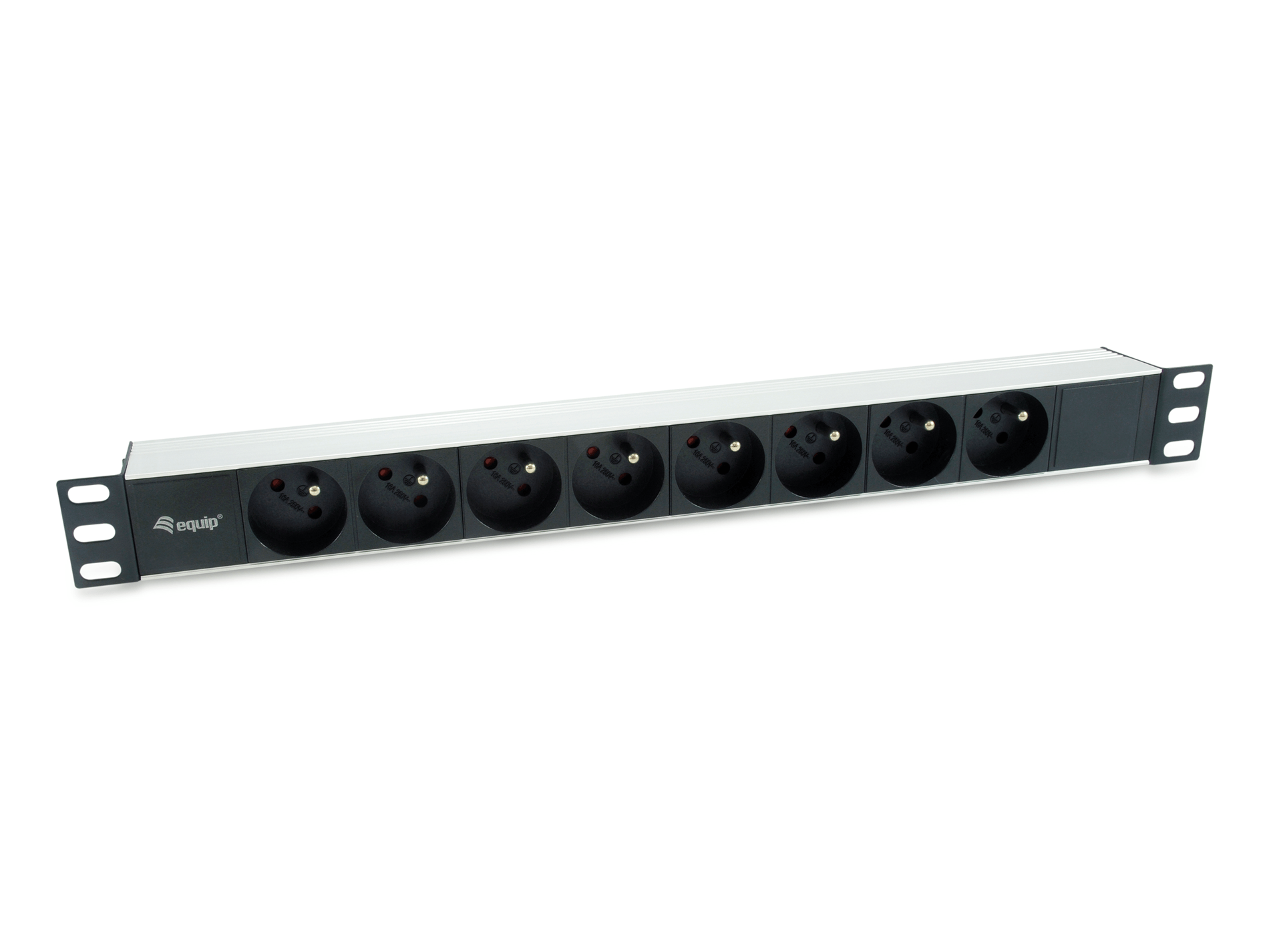 REGLETA ALIMENTACION ALUMINIO RACK 19" 1U 8 TOMAS TIPO SHUCKO EURO CABLE 1.8m