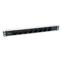 Miniatura 2 de REGLETA ALIMENTACION ALUMINIO RACK 19" 1U 8 TOMAS TIPO SHUCKO EURO CABLE 1.8m