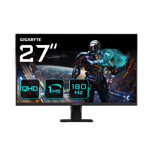 monitor gigabyte 27  gs27qa,ips,2560x1440 (qhd),1ms,1000:1,180hz,2hdmi+1dp,ajustable,negro