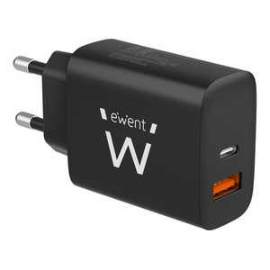 CARGADOR-DE-PARED-RAPIDO-EWENT-USB-A-USB-C-QC3.0-20W-NEGRO