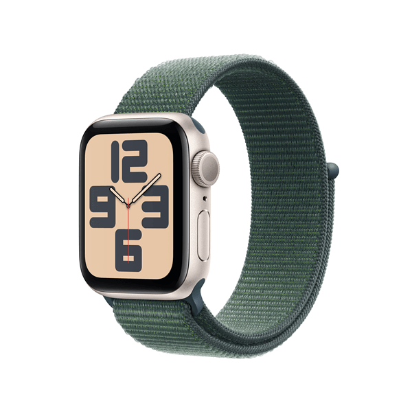 apple watch se gps 40mm starlight aluminium case with lake green sport loop
