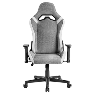 SILLA GAMER MARS GAMING MGCPROFW GRIS CON DETALLES BLANCOS BRAZOS REGULABLES EN ALTURA RECLINABLE 135º COJINES SOFT-TOUCH RUEDAS XL TEJIDO TRANSPIRABL