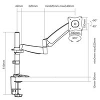 Miniatura 3 de SOPORTE PANTALLA PARA MESA  13"-27" DE BRAZO HIDRAULICO  INCLINABLE  Y GIRATORIO 360º MAX. VESA 100X100 HATA 9KG