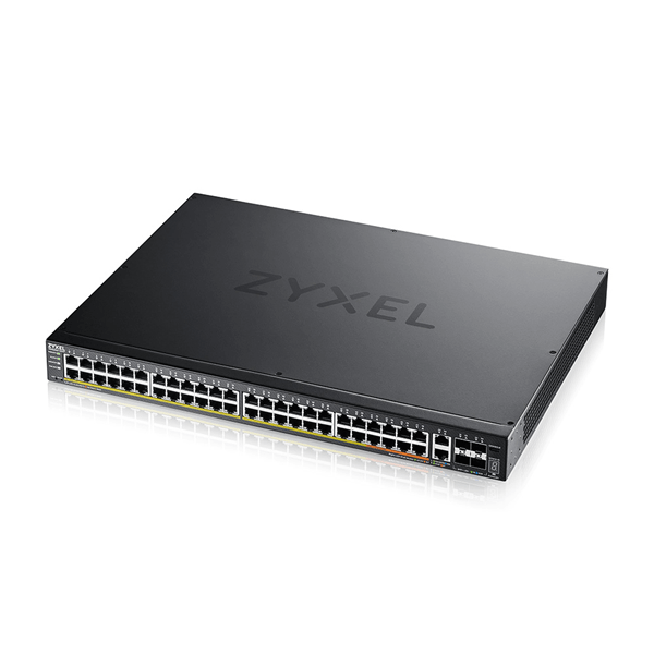zyxel xgs2220-54fp, l3 access switch, 960w poe, 40xpoe+ 10xpoe++, 48x1g rj45 2x10mg rj45, 4x10g sfp+ uplink, incl. 1 yr nebulaflex pro