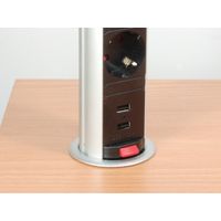 Miniatura 9 de REGLETA EQUIP POP-UP  PARA MESA 3 TOMAS + 2 PUERTOS USB   CON INTERRUPTOR ALUMINIO  DIAMETRO 60MM