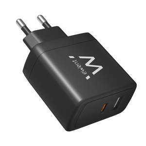 CARGADOR-DE-PARED-RAPIDO-EWENT-USB-A-USB-C-GANFAST-65W-NEGRO