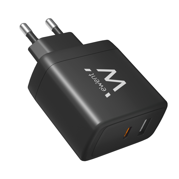 CARGADOR DE PARED RAPIDO EWENT USB-A USB-C GANFAST 65W NEGRO
