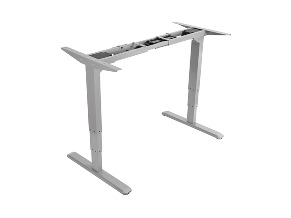 MESA ELÉTRICA ERGONÔMICA MOTOR DUPLO AJUSTÁVEL EM ALTURA SEM COR SUPERIOR CINZA ESTRUTURA DE CONTROLE T