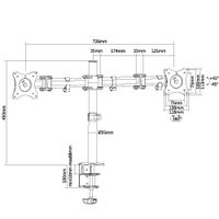 Miniatura 6 de SOPORTE PANTALLA PARA MESA DOS BRAZOS 2 PANTALLAS  13"-32" DE BRAZO   INCLINABLE  Y GIRATORIO 360º MAX. VESA 100X100 HATA 8KG