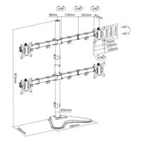 Miniatura 10 de SOPORTE PANTALLA SOBREMESA 17"-32" DOBLE BRAZO ARTICULADO SOPORTA 4 MONITORES VESA STANDARD HASTA 9KG
